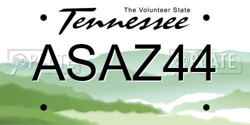 ASAZ44 Tennessee License Plate