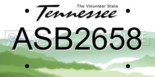 ASB2658 Tennessee License Plate