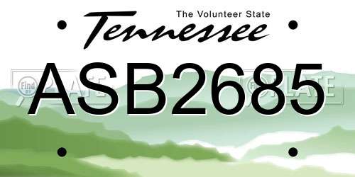 ASB2685 Tennessee License Plate