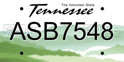 ASB7548 Tennessee License Plate