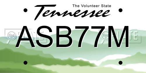 ASB77M Tennessee License Plate