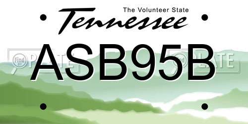 ASB95B Tennessee License Plate