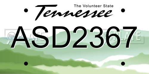 ASD2367 Tennessee License Plate