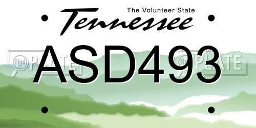 ASD493 Tennessee License Plate