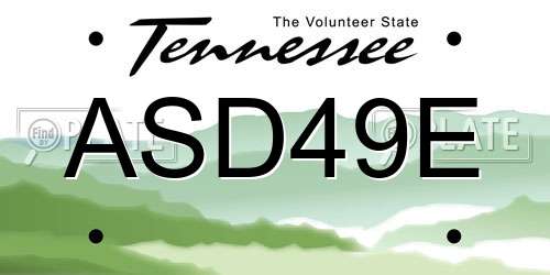 ASD49E Tennessee License Plate