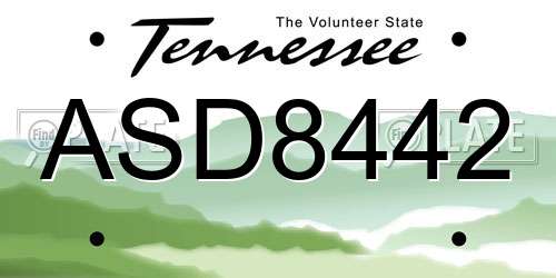 ASD8442 Tennessee License Plate