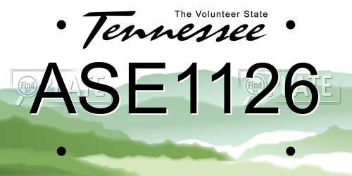 ASE1126 Tennessee License Plate