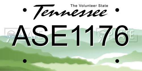 ASE1176 Tennessee License Plate