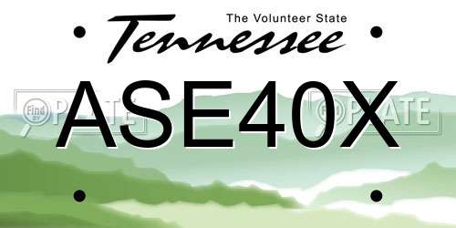 ASE40X Tennessee License Plate