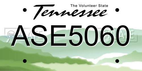 ASE5060 Tennessee License Plate