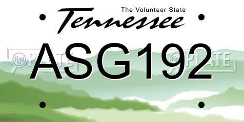 ASG192 Tennessee License Plate