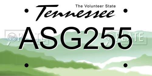 ASG255 Tennessee License Plate