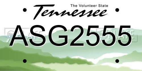 ASG2555 Tennessee License Plate