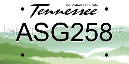 ASG258 Tennessee License Plate