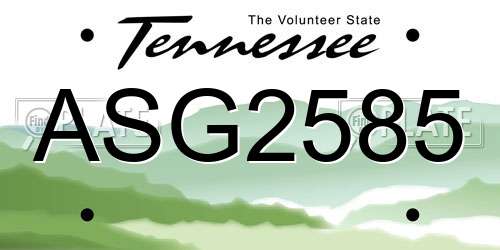 ASG2585 Tennessee License Plate