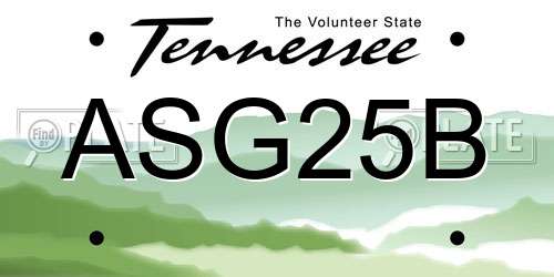 ASG25B Tennessee License Plate