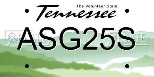 ASG25S Tennessee License Plate