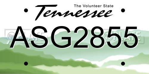 ASG2855 Tennessee License Plate