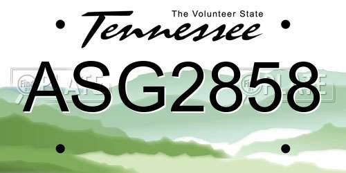 ASG2858 Tennessee License Plate