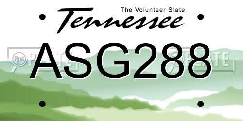 ASG288 Tennessee License Plate