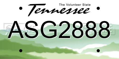 ASG2888 Tennessee License Plate