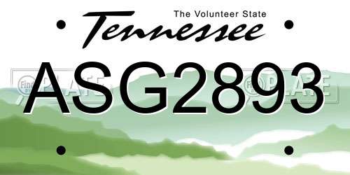 ASG2893 Tennessee License Plate