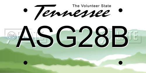 ASG28B Tennessee License Plate
