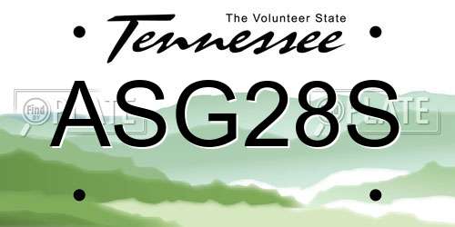 ASG28S Tennessee License Plate