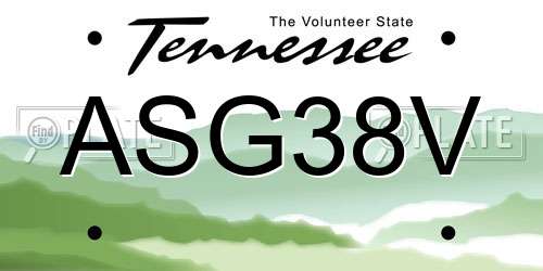 ASG38V Tennessee License Plate