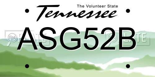 ASG52B Tennessee License Plate