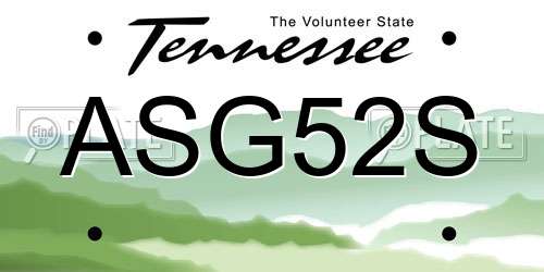 ASG52S Tennessee License Plate
