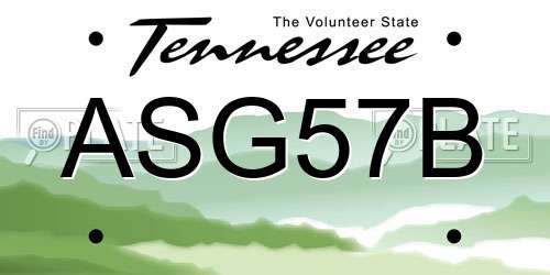 ASG57B Tennessee License Plate