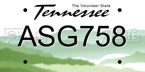 ASG758 Tennessee License Plate