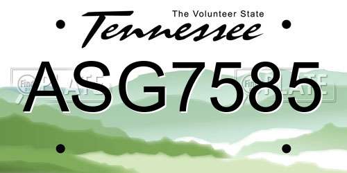 ASG7585 Tennessee License Plate