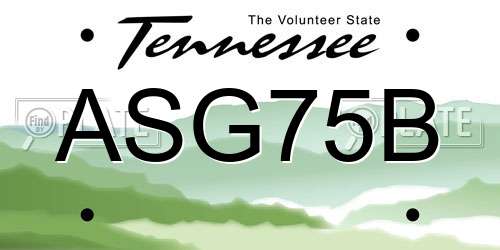 ASG75B Tennessee License Plate