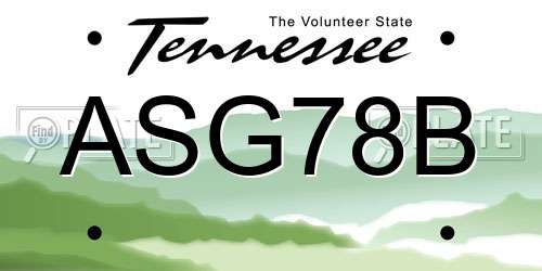 ASG78B Tennessee License Plate