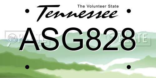 ASG828 Tennessee License Plate