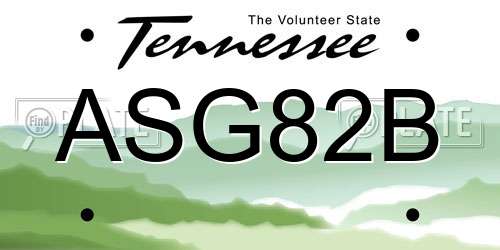 ASG82B Tennessee License Plate