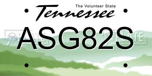 ASG82S Tennessee License Plate