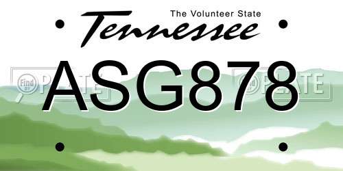 ASG878 Tennessee License Plate