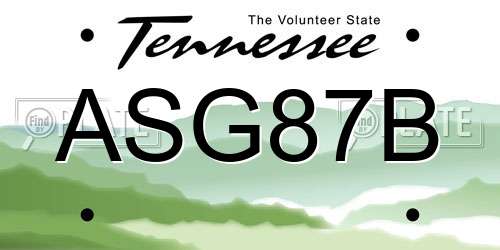 ASG87B Tennessee License Plate
