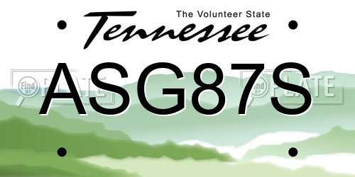 ASG87S Tennessee License Plate