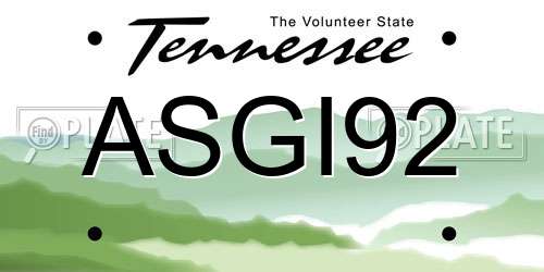 ASGI92 Tennessee License Plate