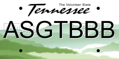 ASGTBBB Tennessee License Plate