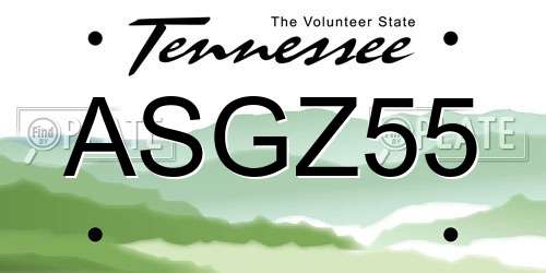 ASGZ55 Tennessee License Plate