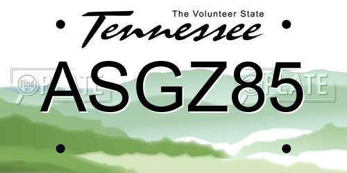 ASGZ85 Tennessee License Plate