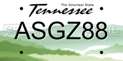 ASGZ88 Tennessee License Plate