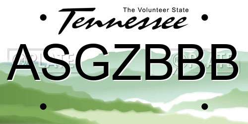 ASGZBBB Tennessee License Plate