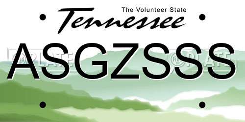 ASGZSSS Tennessee License Plate