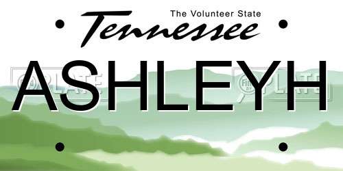 ASHLEYH Tennessee License Plate